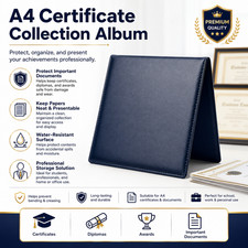 Professional A4 Award and Certificate Album, Premium PU Leather Document Holder picture