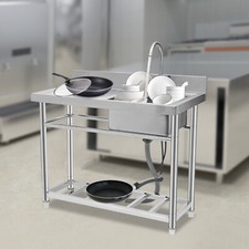 Restaurant Kitchen Stainless Steel Sink Free Standing Silver 150kg Bear Capacity picture