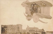 1911 San Antonio Texas Novelty Aviation RPPC Two Men Biplane Early Airplane picture