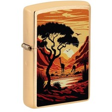 Zippo Lighter: Giraffes in the Wild - Brushed Brass 46658 picture