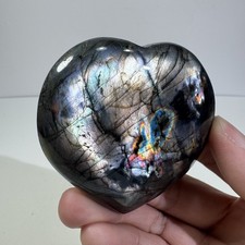 155g Natural Rainbow Labradorite Heart Ornament Crystal Quartz Reiki 65mm picture