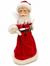 VTG  Lighted Santa Clause Rubber Face Christmas Figure Red Velvet Not Working picture
