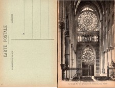 Reims Cathedral Postcard France Vintage La Grande Nef Rosace Sepia Unposted picture