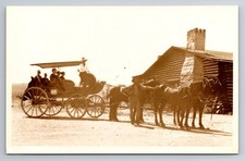 Horses Pulling Cart with Passengers, RPPC, Real Photo, Vintage Postcard picture
