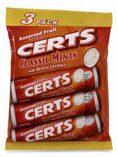 Certs Assorted Fruit Mints 3 Rolls Classic Candy Discontinued Vintage picture