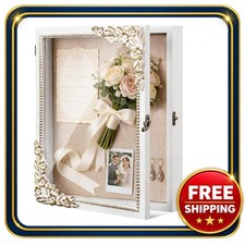 11x14 shadow box frame vintage gold white wood display case picture