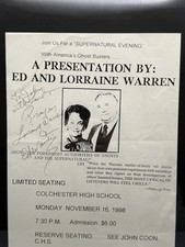 Ed & Lorraine Warren Signed Presentation Event Flyer 11/16/1998 Framed picture