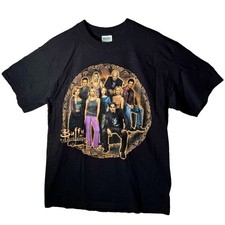 2001 Buffy the Vampire Slayer Promo T-Shirt on M&O Knits Tag LARGE y2k vintage picture