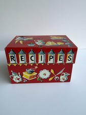 Vintage Kitsch Red Stylecraft Tin/Metal Recipe Card Box with full box empty card picture