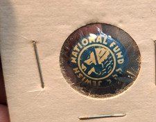 Vintage 1940s Jewish National Fund Pinback Button JNF Zionist Lapel Pin Badge picture