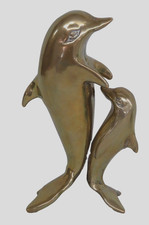 Vintage pENCO Brass Adult Dolphin with Child Sculpture ROC picture