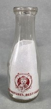 Vintage SUNNYSIDE DAIRY Glass NATURE'S BEST Portage Wisconsin MILK BOTTLE picture