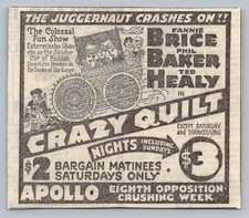 Fannie Brice Crazy Quilt Apollo Theatre Vaudeville Ad 1930s Ted Healy Phil Baker picture