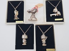 RARE VTG SNOOPY & PEANUTS GANG Sterling Silver Pendant Necklaces UFS 1970s GRAIL picture