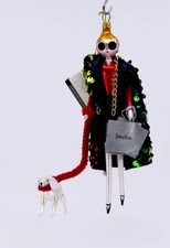 Soffieria De Carlini Neiman Marcus Lady Walking Dog Glass Ornament Italy Rare As picture