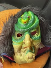Vintage 1970s 1980s Stone Witch Snake Mask Halloween Rubber Hair Warlock picture