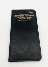 Vintage 1936 Advertising Pocket Notebook Milwaukee Casket Co. Funeral Home Promo picture