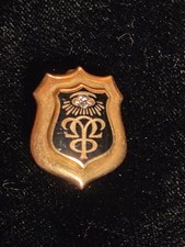 ANTIQUE FRAT PIN OMEGA UPSILON PHI 14K NAT. MINED DIAMOND DR. C. M. AXTELL 1905 picture