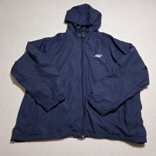 VTG Y2K Sport-Tek Amtrak Hooded Windbreaker Full-Zip Jacket Navy Blue 3XL Logo  picture