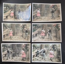 RPPC Hand Tinted Childrens Games Toys Postcard Lot of 6 Beautiful Photo Cards picture