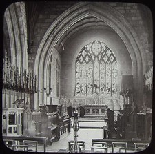 JV Glass Magic Lantern Slide ST ASAPH CATHEDRAL INTERIOR NO2 C1890 PHOTO WALES  picture