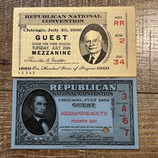 2 Republican National Convention Tickets 1952 & 1960  #D picture