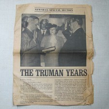 NEWSDAY SPECIAL SECTION “THE TRUMAN YEARS” DECEMBER 27 1972 NEWSPAPER picture