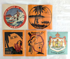5 Vintage 1940s Hawaii Travel Waterslide Decals Driscoll Honolulu Souvenir Lot picture