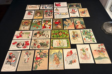 32 SANTA CLAUS Christmas Victorian Children Vintage Postcards Winch Clapsaddle picture