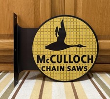 McCulloch Chain Saw Flange Sign Tree Double Sided Vintage Style Wall Decor picture