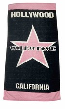 VINTAGE 1980s HOLLYWOOD WALK OF FAME BLACK PINK BEACH TOWEL TERRY picture