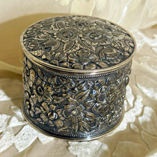 Antique Wilcox Silver Plate Co Trinket Box 1947 Victorian Floral Repousse Casket picture