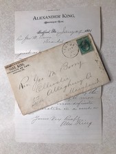 Alex King, Attorney, Bedford PA Insert Letter Envelope Postal Cover EN3699 picture