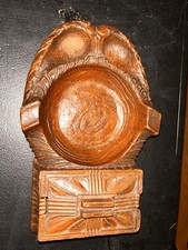 Antique 1940 Syroco Style Faux Boi Pipe Ashtray &Lidded Tobacco Box. 11”x6.5”x2” picture