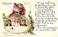 Huyler's BonBons and Chocolate Children Writing to Santa Postcard Unposted picture