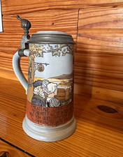Antique Villeroy & Boch Mettlach 2889 German Stein 0.5L Pewter Lid picture