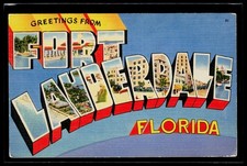 Greetings from FORT LAUDERDALE Florida - Large Letter Postcard, postmarked 1947 picture