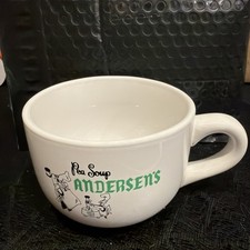 Vintage Pea Soup Andersen's Restaurant Since 1924 Ceramic Soup Mug Bowl Magenta picture