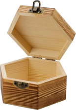 Hexagon Handmade Wooden Box with Hinged Lid & Swivel Cover picture