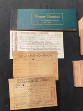 Vintage Sacramento Union & Bee Receipt Books & Carrier Tickets 1940s-50s Rare Co picture