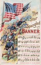 Star Spangled Banner Civil War Soldiers Flag Military Patriotic Vtg Postcard I64 picture