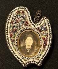 Antique Italian Micro Mosaic Miniature Picture Frame Rare Shape Floral picture