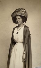 1910’s Antique RPPC PHOTO Edwardian Young Lady School Girl Beauty Big Hat picture