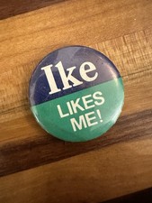 VINTAGE Ike Likes Me Presidential Campaign Political Pin Badge Flair Obscure picture