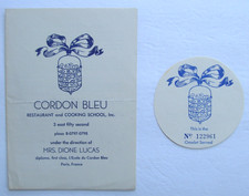 Cordon Bleu Restaurant New York City - Dione Lucas - Brochure, Certificate picture
