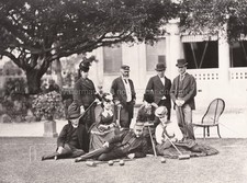 Hong Kong Europeans Playing Croquet Victorian Fashion Garden Vtg. Photo 19thC. picture