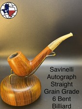 Vintage Savinelli Autograph Straight Grain Grade 6 Bent Billiard Tobacco Pipe picture