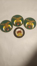 Vtg. Masonic Green Shriner Car Emblems/1 M.O.V.P.E.R. Grotto Emblem LOT OF 4 picture
