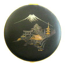 Vintage K24 WWII Japanese Gold Silver Damascene Compact Mint Condition picture