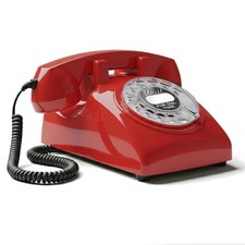 Vintage 60s Retro Rotary Landline Desk Phone - Classic Red Home Decor picture